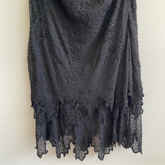 Vintage beaded whimsigoth dress asymmetric tiered fairy dark grunge witchy goth - Picture 7 of 16